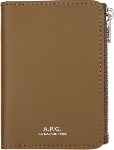 Apc Stefan Zip Card Holder In Brown