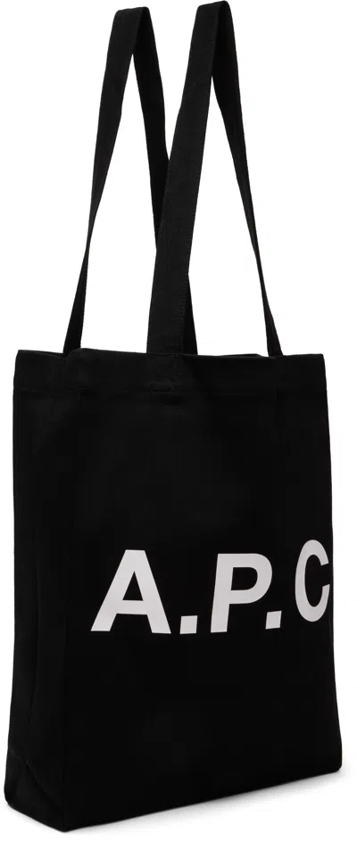Apc A.p.c. Black Canvas Lou Shopping Bag In Black