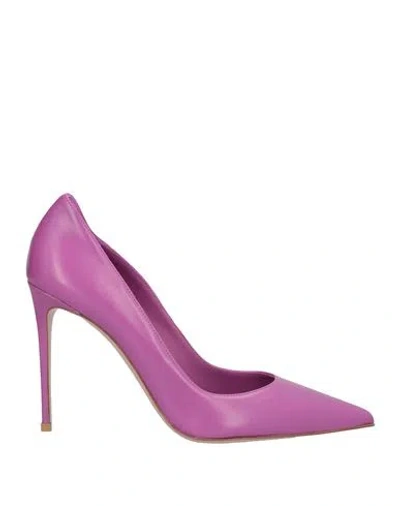 Le Silla Woman Pumps Mauve Size 6.5 Leather In Purple
