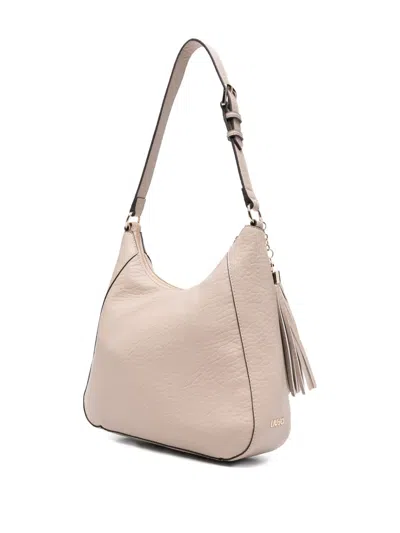 Liu •jo Soft-textured Shoulder Bag With Decorative Tassel In Neutral