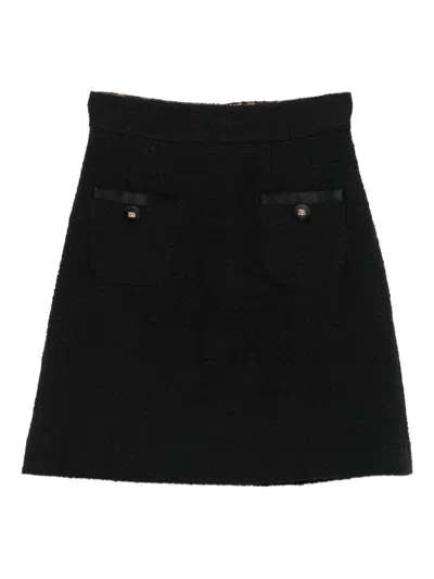 Dolce & Gabbana Cotton Skirt With Button Embellishment And Patch Pockets In Black