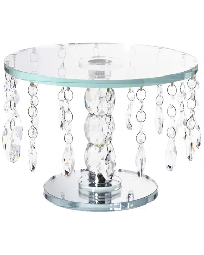 Jay Imports Footed Crystal Round Serving Tray With Hanging Cry In Transparent
