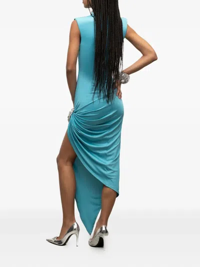 晶饰垂坠中长连衣裙