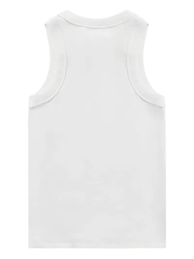 Area Distressed Crystal Ribbed Knit Tank Top In White