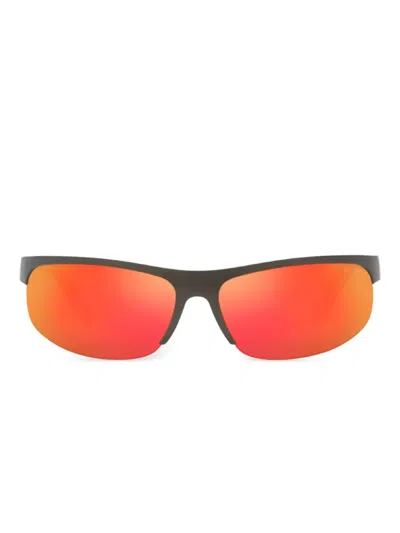 Miu Miu Metal-detail Shield Sunglasses In Black