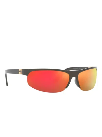 Miu Miu Metal-detail Shield Sunglasses In Black