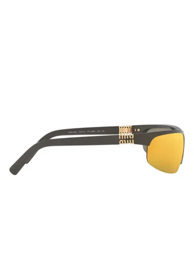 Miu Miu Metal-detail Shield Sunglasses In Black