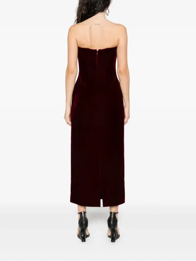 Mugler Strapless Velvet Sweetheart Maxi Dress In Burgundy