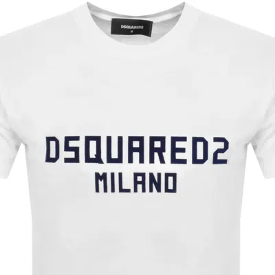 Dsquared2 White Crewneck T-shirt With Logo Lettering On The Front