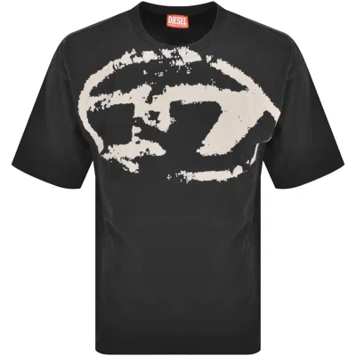 Diesel T-shirt T-boxt Con Logo Floccato In Black