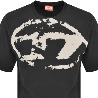 Diesel T-shirt T-boxt Con Logo Floccato In Black