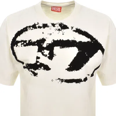 Diesel T-shirt With Distressed Flocked Logo In White