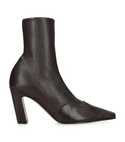 Khaite Nevada Ankle Stretch 85 Boot In Dark Brown
