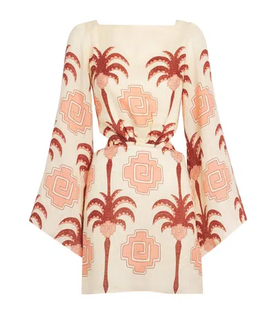 Johanna Ortiz Wave After Wave Mini Dress In Ecru Apricot Light Pink In Pink