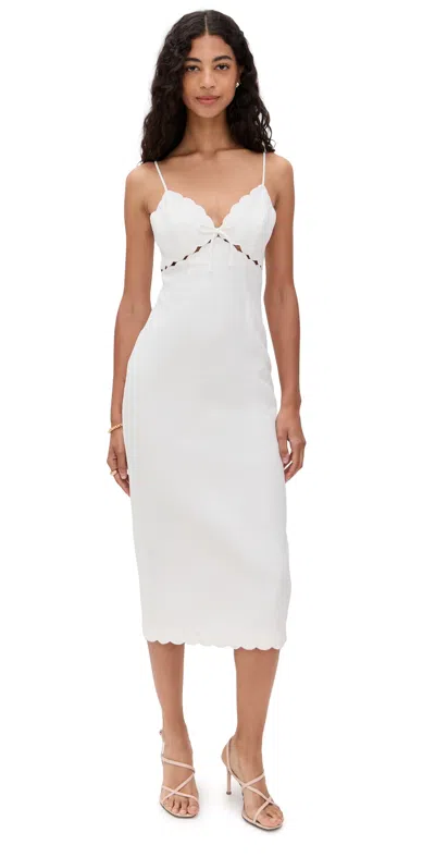 Loveshackfancy Sydelle Embroidered Trim Linen Midi Dress In White