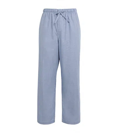 Derek Rose Cotton Puppytooth Lounge Trousers In Blue
