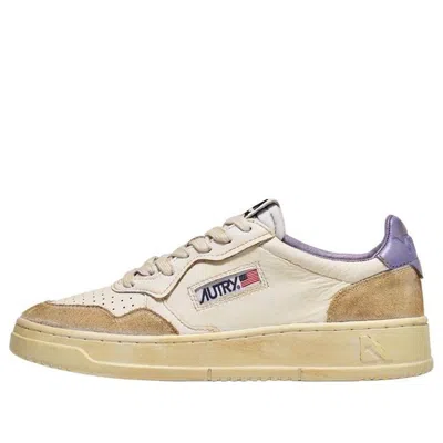Autry (wmns)  Medalist Super Vintage Leather Low Sneakers 'white Black Tan Purple' In Multi