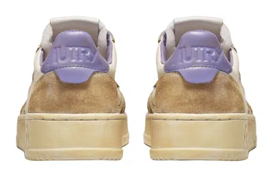 Autry (wmns)  Medalist Super Vintage Leather Low Sneakers 'white Black Tan Purple' In Multi
