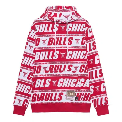 Mitchell & Ness X Nba Chicago Bulls All Over Print Hoodie 'red White'