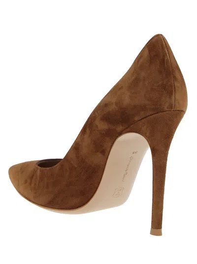 Gianvito Rossi Pointed-toe Suede Stiletto Pumps With Leather Sole In Brown