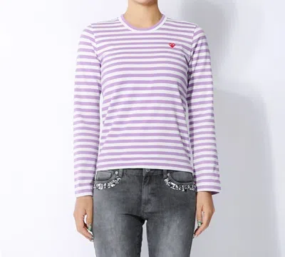 Comme Des Garçons Play (wmns) Comme Des Garcons Play Striped Mini Logo Long Sleeves Tee 'purple White' In Multi