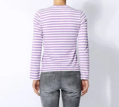 Comme Des Garçons Play (wmns) Comme Des Garcons Play Striped Mini Logo Long Sleeves Tee 'purple White' In Multi