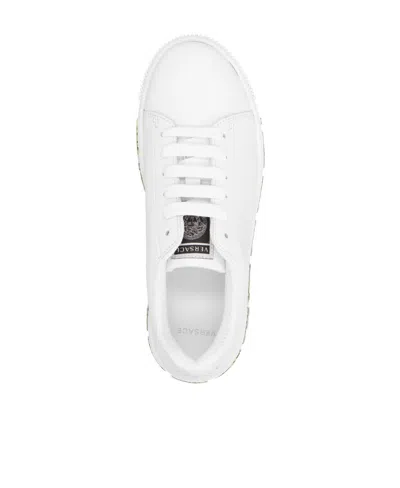 Versace Kids Round Toe Lace-up Sneakers In White