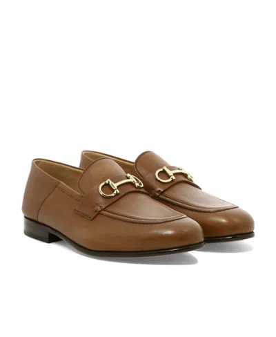 Ferragamo Gancini Collapsible-heel Loafers In Brown