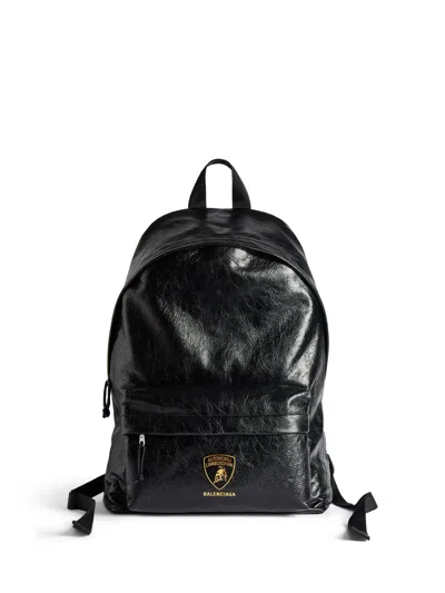 Balenciaga X Automobili Lamborghini Explorer Leather Backpack In Black