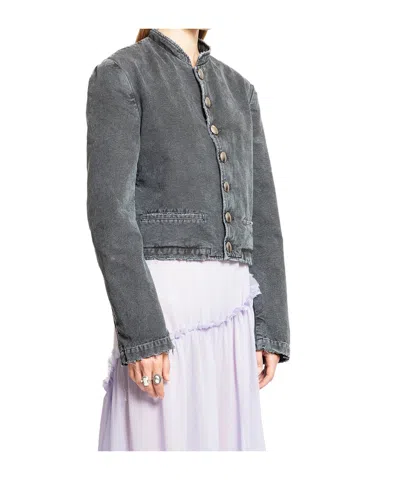 Ann Demeulemeester Cropped Jacket In Gray