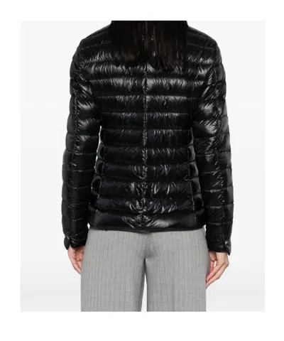 Herno Glossy Black Down Jacket With Drawstring Collar In Black