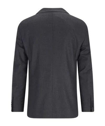 Tagliatore Double-breasted Grey Suit With Tailored Blazer In Blue