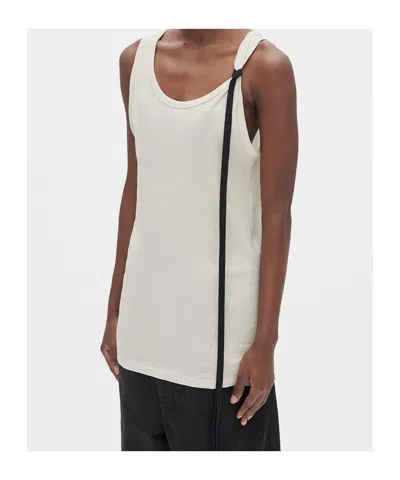 Ann Demeulemeester Seva Tank Top In Cotton Rib Jersey In White