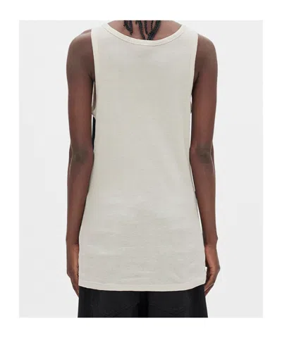 Ann Demeulemeester Seva Tank Top In Cotton Rib Jersey In White