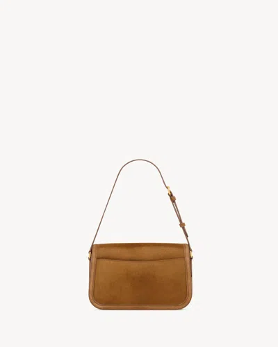 Saint Laurent Solferino Medium Ysl Shoulder Bag In Suede In Brown