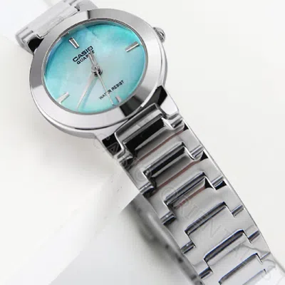 Casio Waterproof Quartz Simulate Gradient Green Dial 25mm Stainless Steel Strap Watch Silver Analog In Neutral