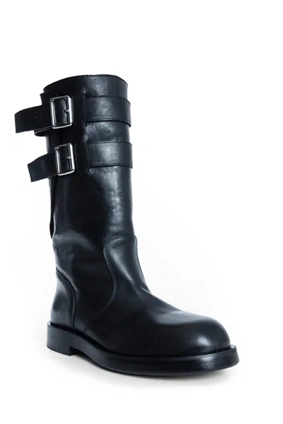 Ann Demeulemeester Osmo Boots In Grained Shiny Calfskin In Black