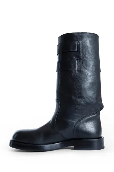 Ann Demeulemeester Osmo Boots In Grained Shiny Calfskin In Black