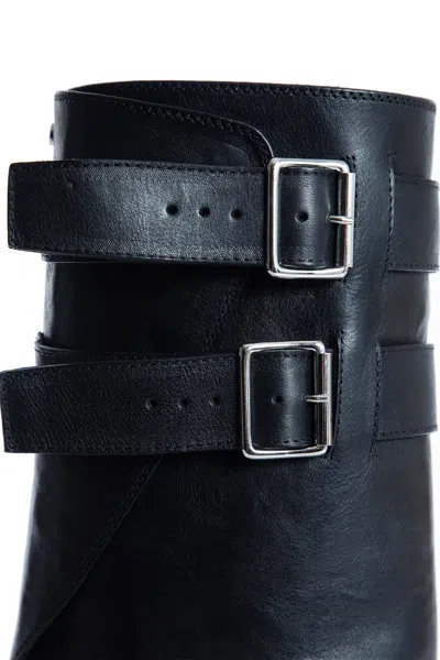 Ann Demeulemeester Osmo Boots In Grained Shiny Calfskin In Black