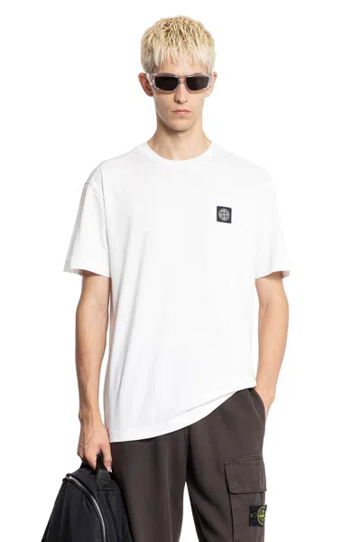 Stone Island Slit Fit Cotton Jersey T-shirt With Patch Logo In White