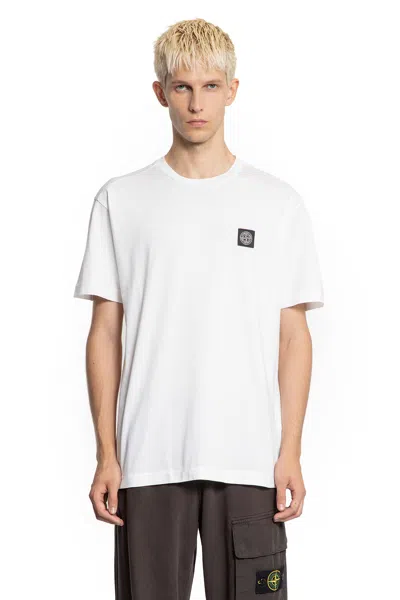 Stone Island Slit Fit Cotton Jersey T-shirt With Patch Logo In White
