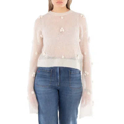 Rotate Birger Christensen Ladies Egret Light Knit Ls Sweater In White