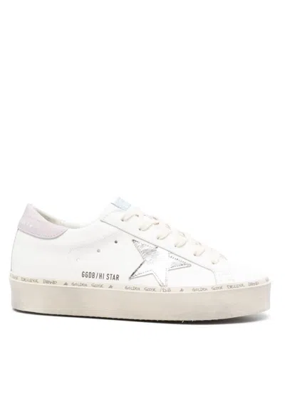 Golden Goose Hi Star Classic Sneaker With Laminated Star In White