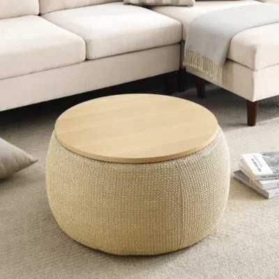 Hivvago Versatile Round Storage Ottoman 2 In 1 End Table