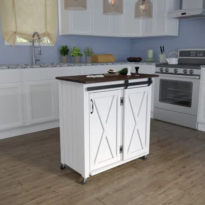 Sei Leshire Barn Door Kitchen Cart