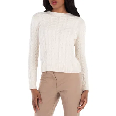 Max Mara Odessa Cable Knit Cashmere Sweater In White