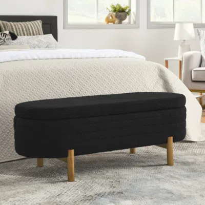 Hivvago Ottoman Oval Storage Bench Rubber Wood Leg