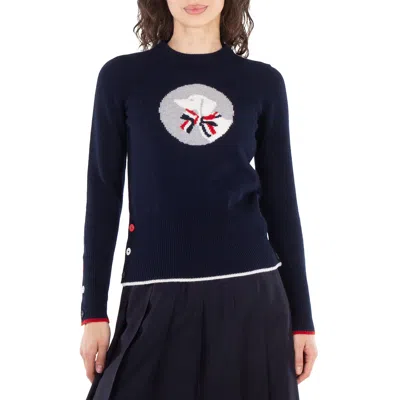 Thom Browne Wool Classic Hector Pullover In Blue
