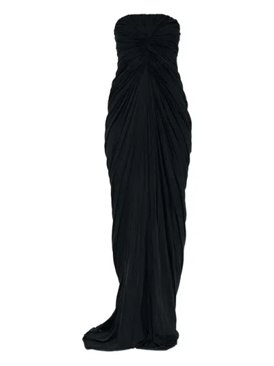 Rick Owens Strapless Maxi Dress In Black