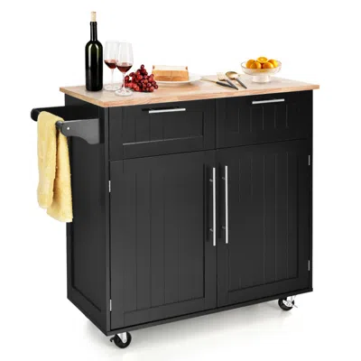 Hivvago Heavy Duty Rolling Kitchen Cart With Tower Holder And Drawer-black